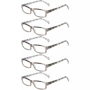 eyekeeper.com 5 Pack Rectangle Reading Glasses with Pattern Temples RT1803 Eyeglasses