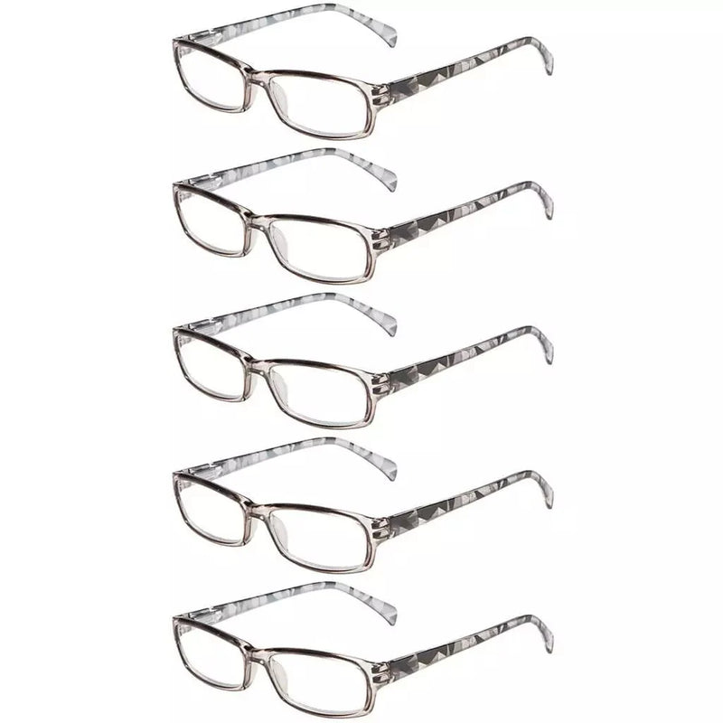 eyekeeper.com 5 Pack Rectangle Reading Glasses with Pattern Temples RT1803 Eyeglasses