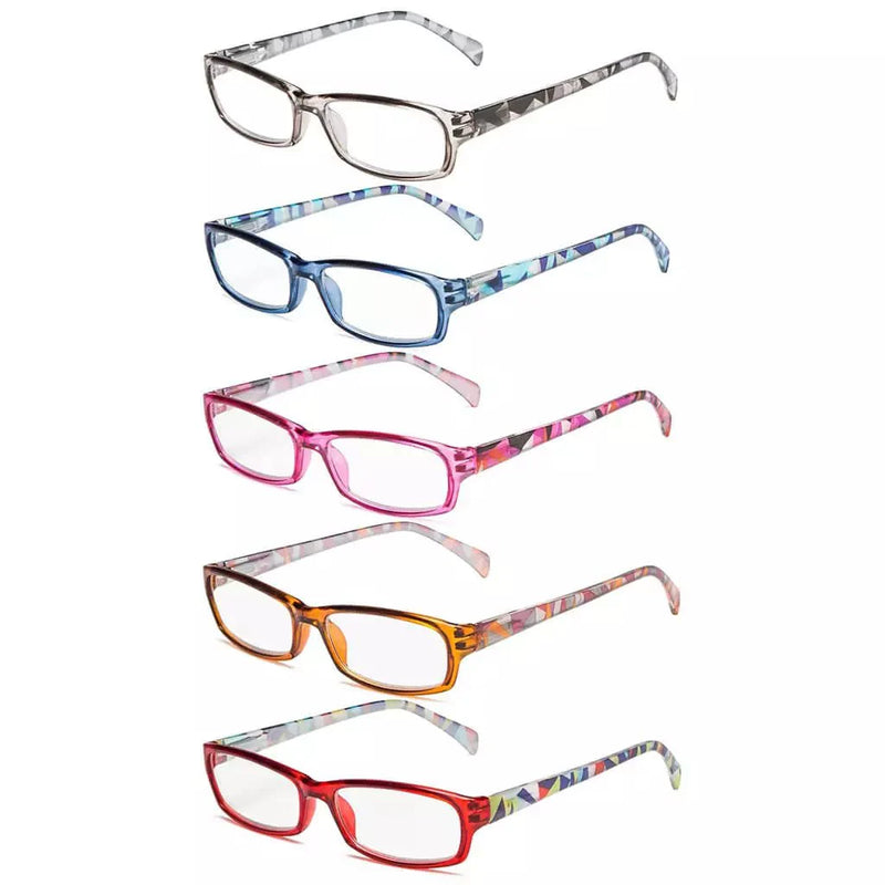 eyekeeper.com 5 Pack Rectangle Reading Glasses with Pattern Temples RT1803 Eyeglasses