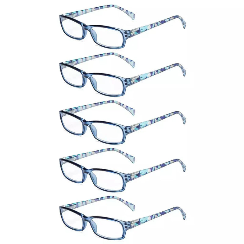 eyekeeper.com 5 Pack Rectangle Reading Glasses with Pattern Temples RT1803 Eyeglasses