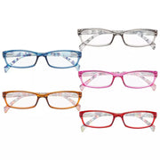 eyekeeper.com 5 Pack Rectangle Reading Glasses with Pattern Temples RT1803 Eyeglasses