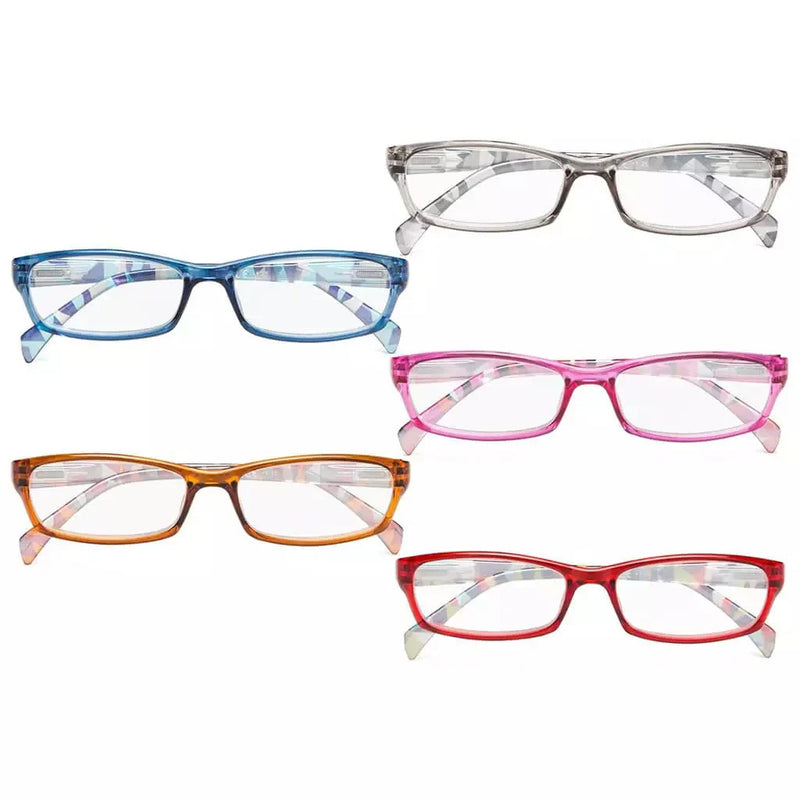 eyekeeper.com 5 Pack Rectangle Reading Glasses with Pattern Temples RT1803 Eyeglasses