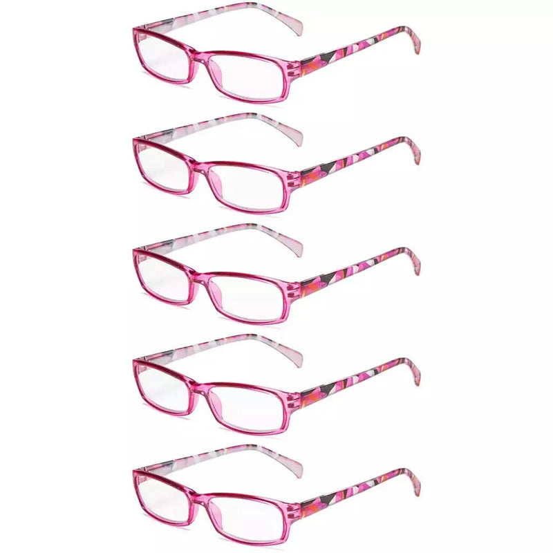 eyekeeper.com 5 Pack Rectangle Reading Glasses with Pattern Temples RT1803 Eyeglasses
