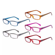 eyekeeper.com 5 Pack Rectangle Reading Glasses with Stripe Arms RT1803S Eyeglasses