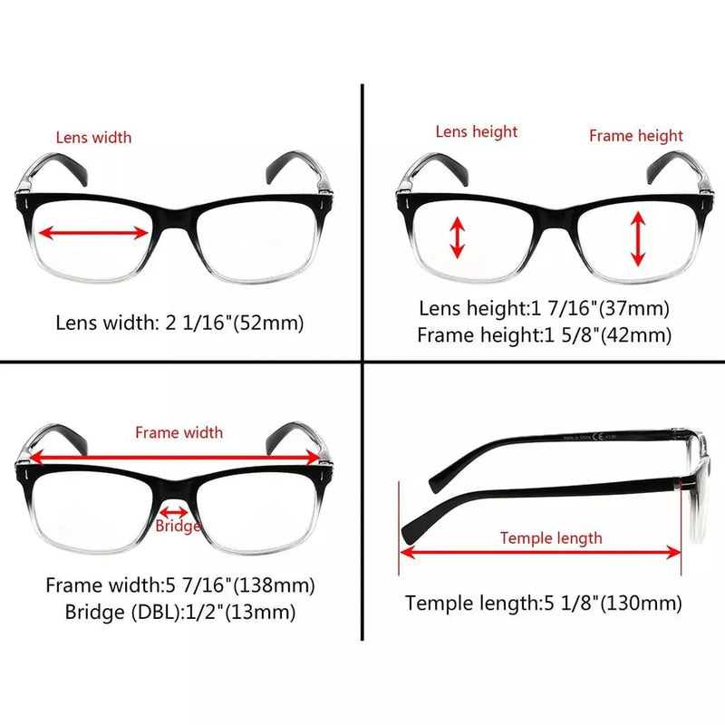 eyekeeper.com 5 Pack Rectangle Stylish Reading Glasses Classic Readers R150 Eyeglasses
