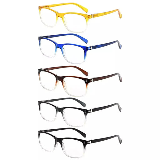 eyekeeper.com 5 Pack Rectangle Stylish Reading Glasses Classic Readers R150 Eyeglasses