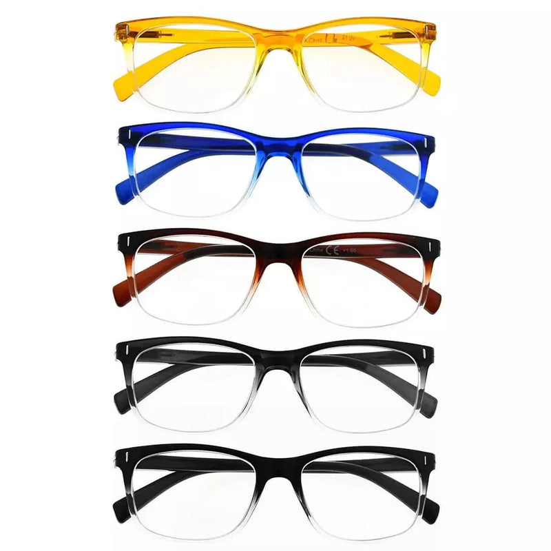 eyekeeper.com 5 Pack Rectangle Stylish Reading Glasses Classic Readers R150 Eyeglasses