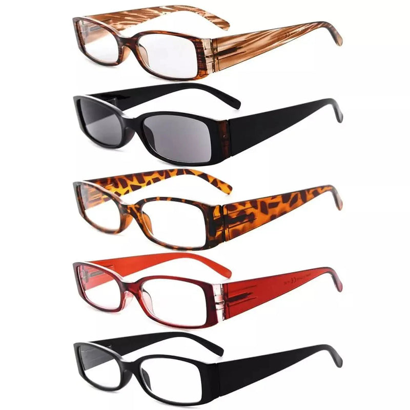 eyekeeper.com 5 Pack Rectangle Stylish Reading Glasses R040-A Eyeglasses