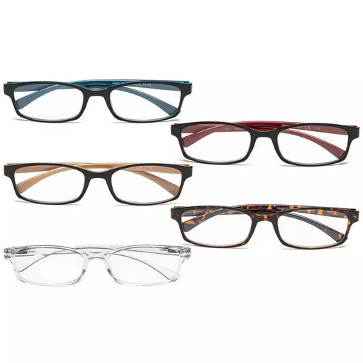 eyekeeper.com 5 Pack Rectangle Stylish Reading Glasses Vintage Readers R177 Eyeglasses