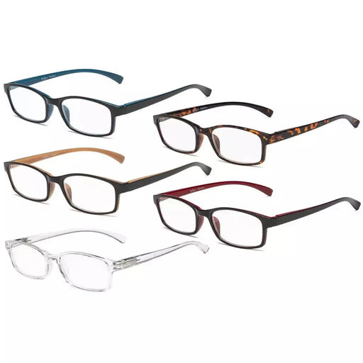 eyekeeper.com 5 Pack Rectangle Stylish Reading Glasses Vintage Readers R177 Eyeglasses