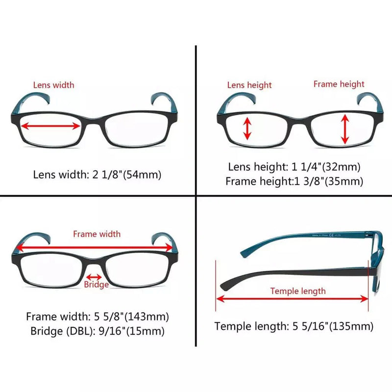 eyekeeper.com 5 Pack Rectangle Stylish Reading Glasses Vintage Readers R177 Eyeglasses
