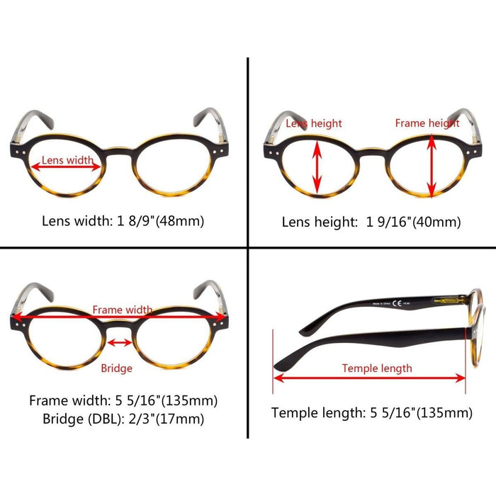 Eyekeeper - 5 Pack Retro Reading Glasses Include Sunglasses R070