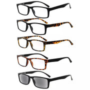 eyekeeper.com 5 Pack Retro Style Reading Glasses Rectangle Readers R057 Eyeglasses