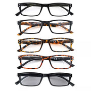 eyekeeper.com 5 Pack Retro Style Reading Glasses Rectangle Readers R057 Eyeglasses