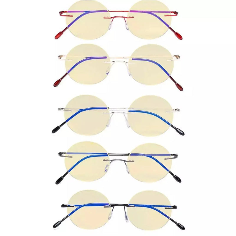 eyekeeper.com 5 Pack Round Blue light Blocking Reading Glasses TMWK26 Eyeglasses