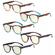 eyekeeper.com 5 Pack Round Chic Blue Light Filter Reading Glasses UVR060 Eyeglasses