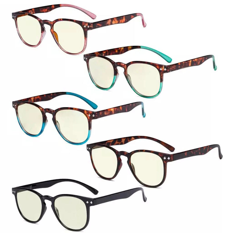 eyekeeper.com 5 Pack Round Chic Blue Light Filter Reading Glasses UVR060 Eyeglasses
