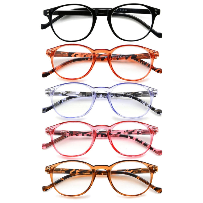 Eyekeeper - 5 Pack Fashionable Round Reading Glasses R9115B