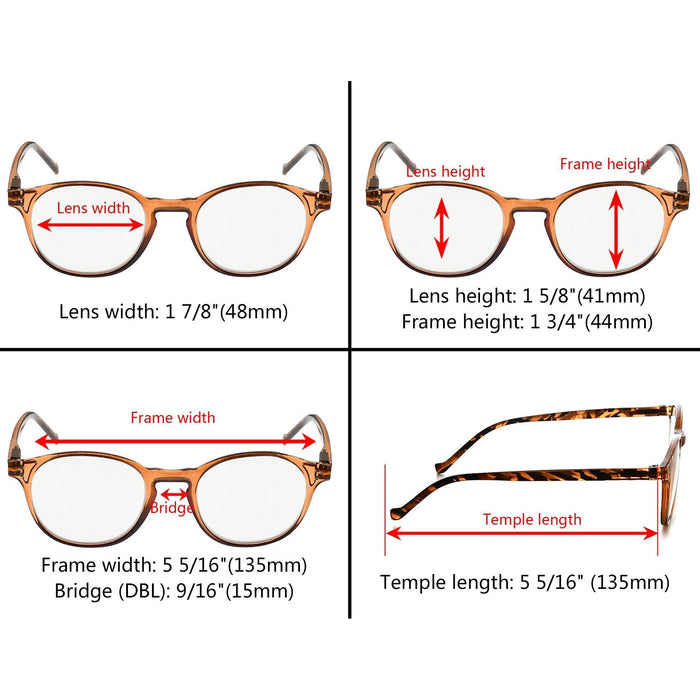 Eyekeeper - 5 Pack Fashionable Round Reading Glasses R9115B