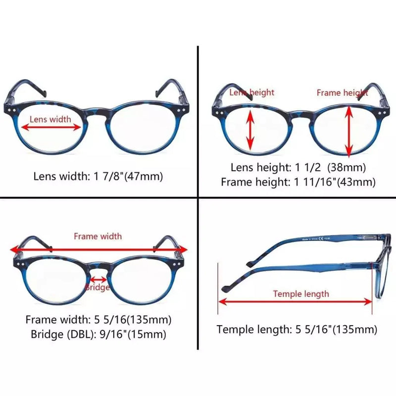 eyekeeper.com 5 Pack Round Stylish Oval narrow Reading Glasses R071F Eyeglasses