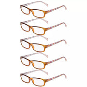 eyekeeper.com 5 Pack Same Color Rectangle Pattern Temples Reading Glasses RT1803 Eyeglasses