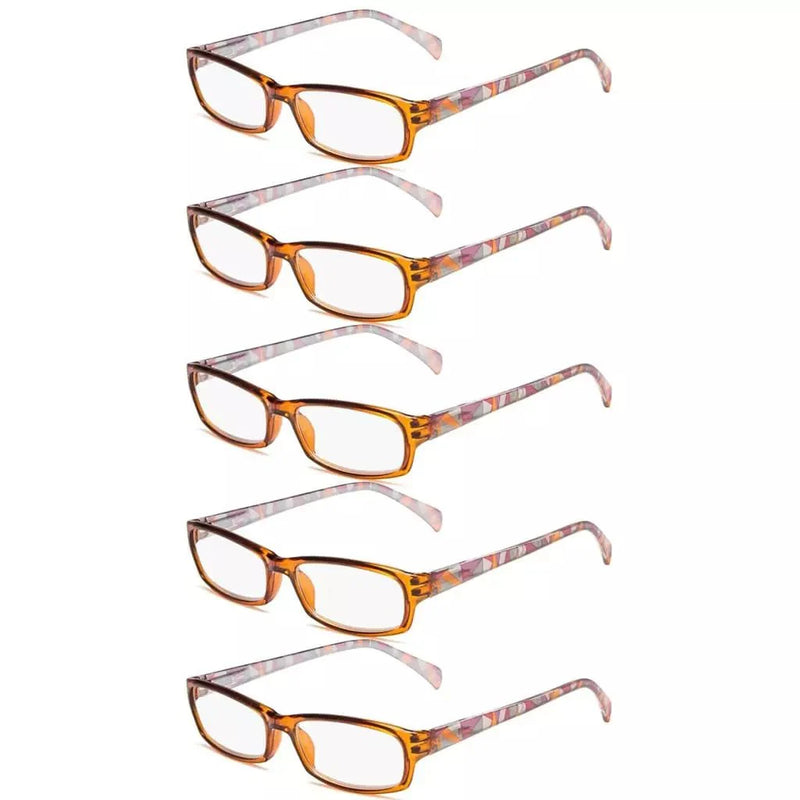 eyekeeper.com 5 Pack Same Color Rectangle Pattern Temples Reading Glasses RT1803 Eyeglasses