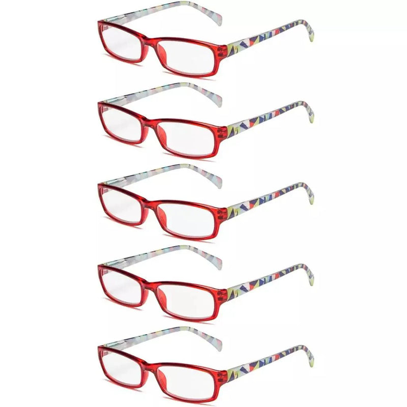 eyekeeper.com 5 Pack Same Color Rectangle Pattern Temples Reading Glasses RT1803 Eyeglasses