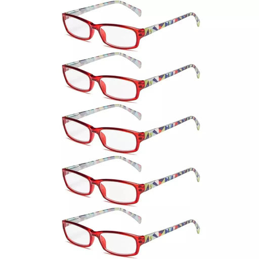 eyekeeper.com 5 Pack Rectangle Pattern Temples Reading Glasses RT1803 Eyeglasses