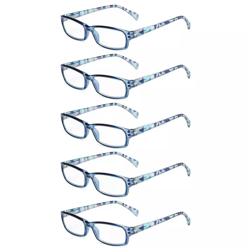 eyekeeper.com 5 Pack Same Color Rectangle Pattern Temples Reading Glasses RT1803 Eyeglasses