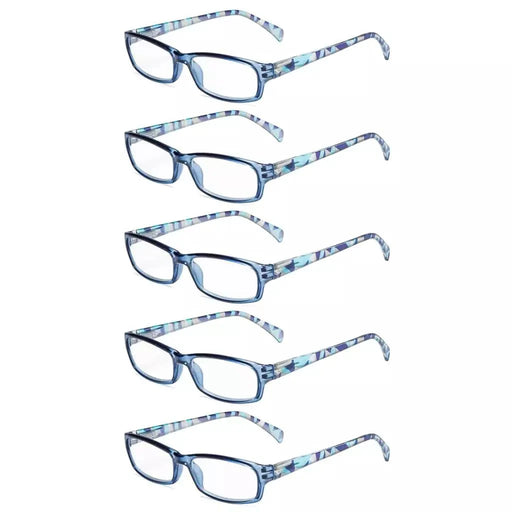 eyekeeper.com 5 Pack Rectangle Pattern Temples Reading Glasses RT1803 Eyeglasses