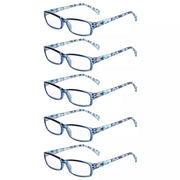 eyekeeper.com 5 Pack Same Color Rectangle Pattern Temples Reading Glasses RT1803 Eyeglasses