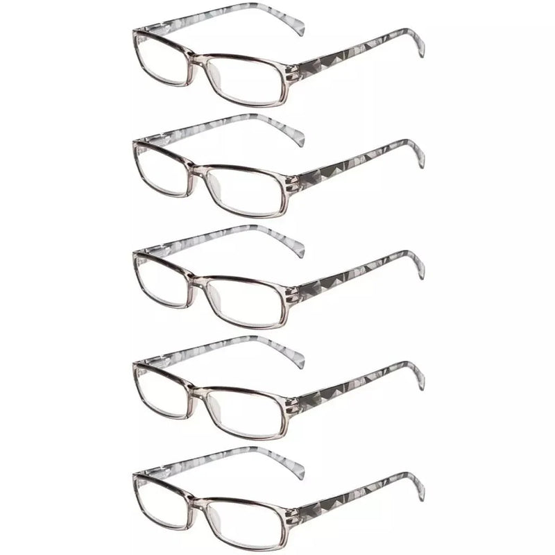 eyekeeper.com 5 Pack Same Color Rectangle Pattern Temples Reading Glasses RT1803 Eyeglasses