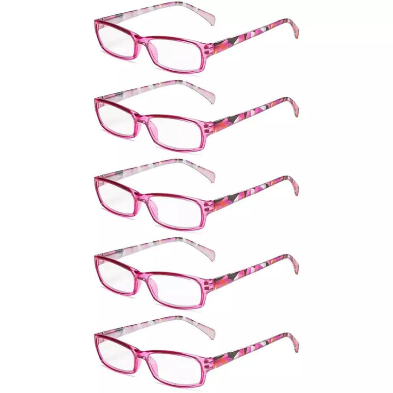 eyekeeper.com 5 Pack Same Color Rectangle Pattern Temples Reading Glasses RT1803 Eyeglasses