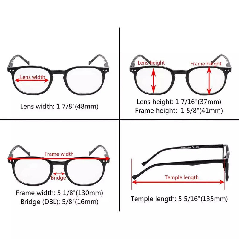eyekeeper.com 5 Pack Spring Hinges Reading Glasses Include Sunshine Readers R065 Eyeglasses