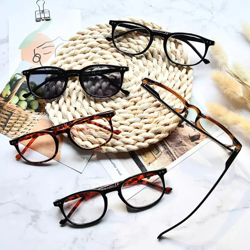 eyekeeper.com 5 Pack Spring Hinges Reading Glasses Include Sunshine Readers R065 Eyeglasses