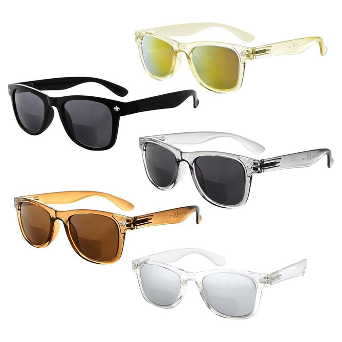 Eyekeeper - 5 Pack Square Bifocal Reading Sunglasses Chic Readers Sgs027