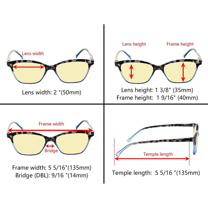 Eyekeeper - 5 Pack Cat-Eye Blue Light Blocking Reading Glasses Tm9111