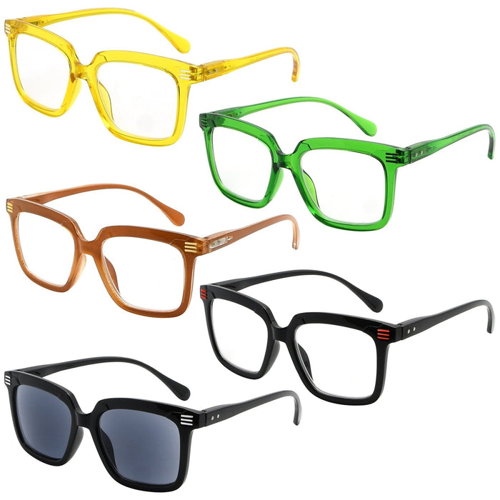 Eyekeeper - 5 Pack Stylish Reading Glasses Fashionable Eyeglasses R2108