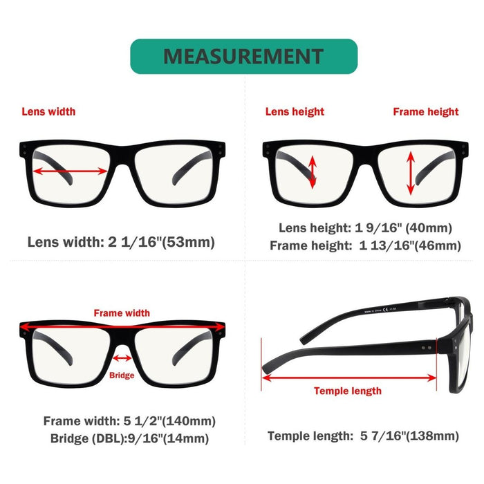 Eyekeeper - 5 Pack Square Progressive Multifocus Readers M2142