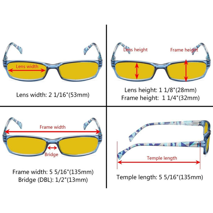 Eyekeeper - 5 Pack Stylish Blue Light Blocking Reading Glasses Hp1803