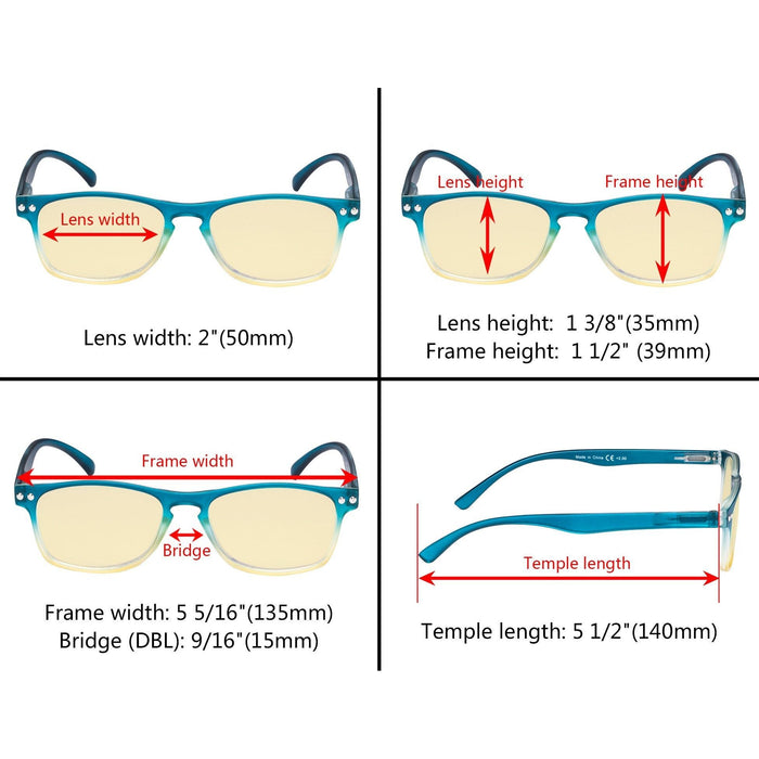 Eyekeeper - 5 Pack Stylish Blue Light Blocking Reading Glasses Tm046