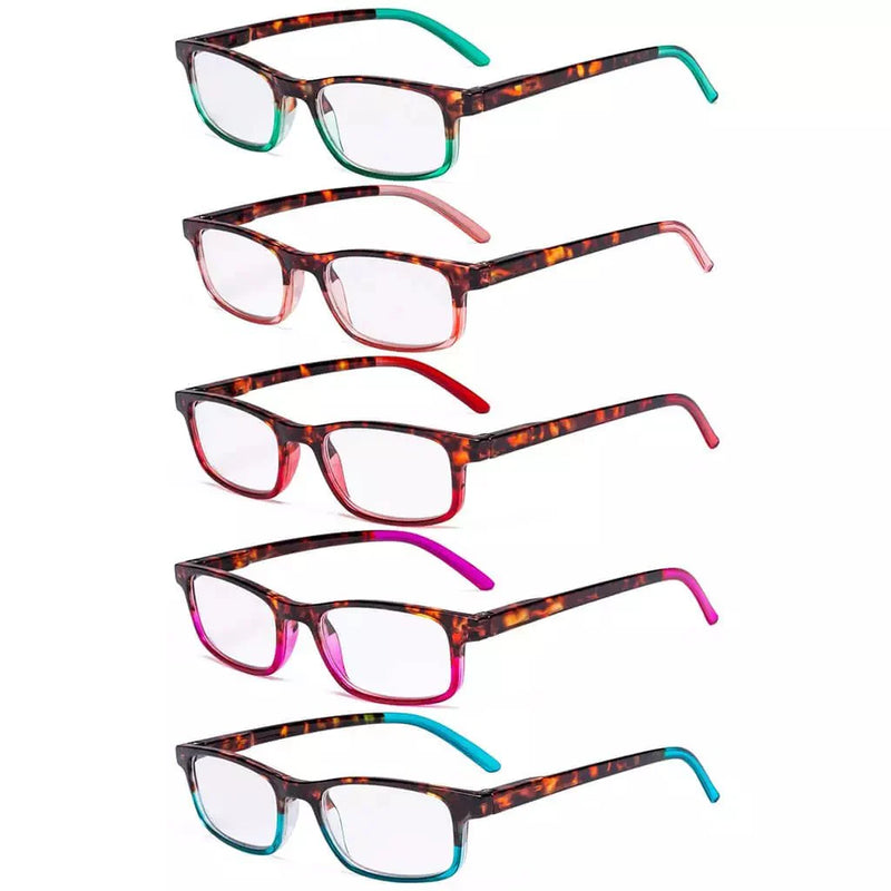 eyekeeper.com 5 Pack Stylish Look Reading Glasses Rectangle Readers R111D Eyeglasses