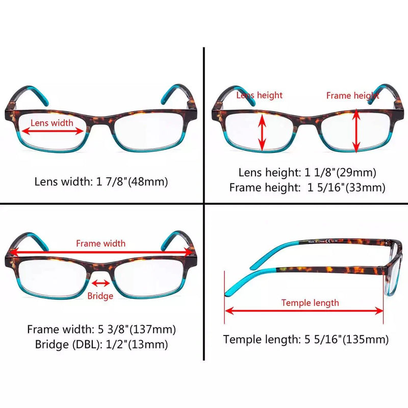 eyekeeper.com 5 Pack Stylish Look Reading Glasses Rectangle Readers R111D Eyeglasses