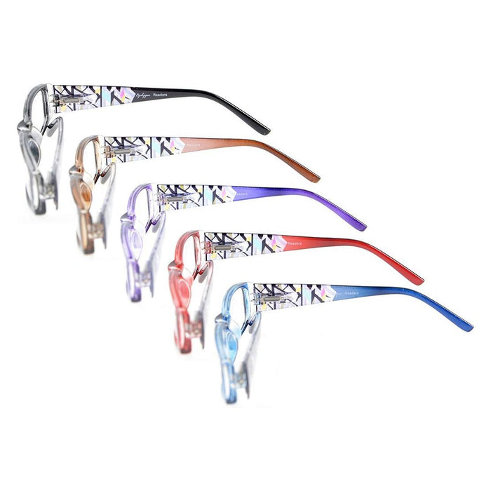 Eyekeeper - 5 Pack Fashionable Reading Glasses With Crystal Arms R006D