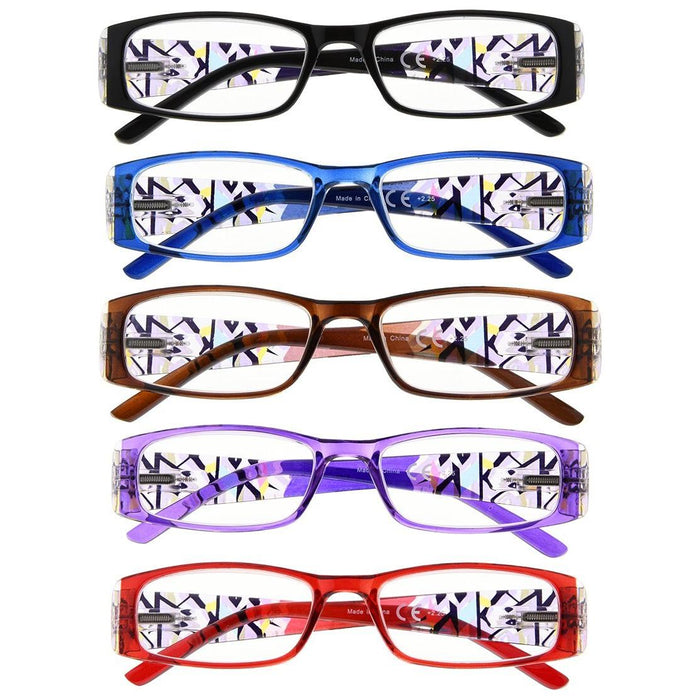 Eyekeeper - 5 Pack Fashionable Reading Glasses With Crystal Arms R006D