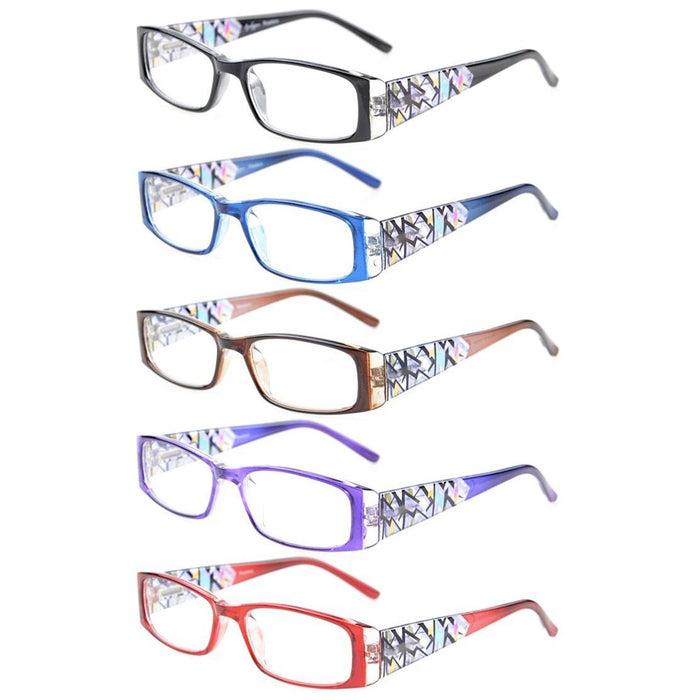 Eyekeeper - 5 Pack Fashionable Reading Glasses With Crystal Arms R006D