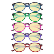 eyekeeper.com 5 Pack Stylish Oval Blue Light Blocking Reading Glasses TM071F Eyeglasses
