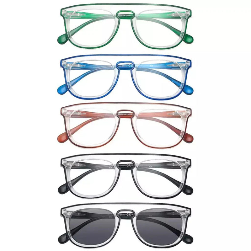 eyekeeper.com 5 Pack Stylish Pilot Reading Glasses Double Color Readers R2122 Eyeglasses