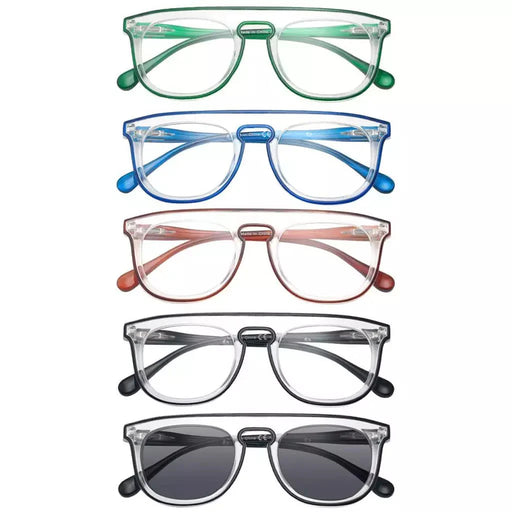 eyekeeper.com 5 Pack Stylish Pilot Reading Glasses Double Color Readers R2122 Eyeglasses