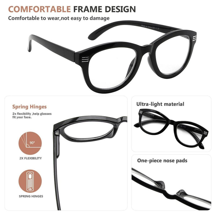 Eyekeeper - 5 Pack Stylish Reading Glasses Cat-Eye Eyeglasses R2107